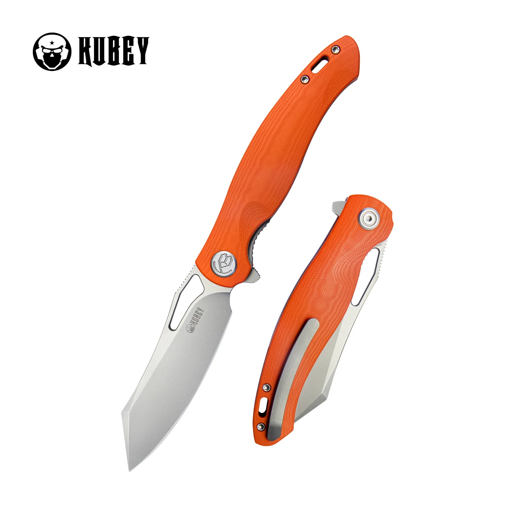 Kubey Drake | Orange G10 & Beadblast AUS-10 (Tanto Liner Lock)