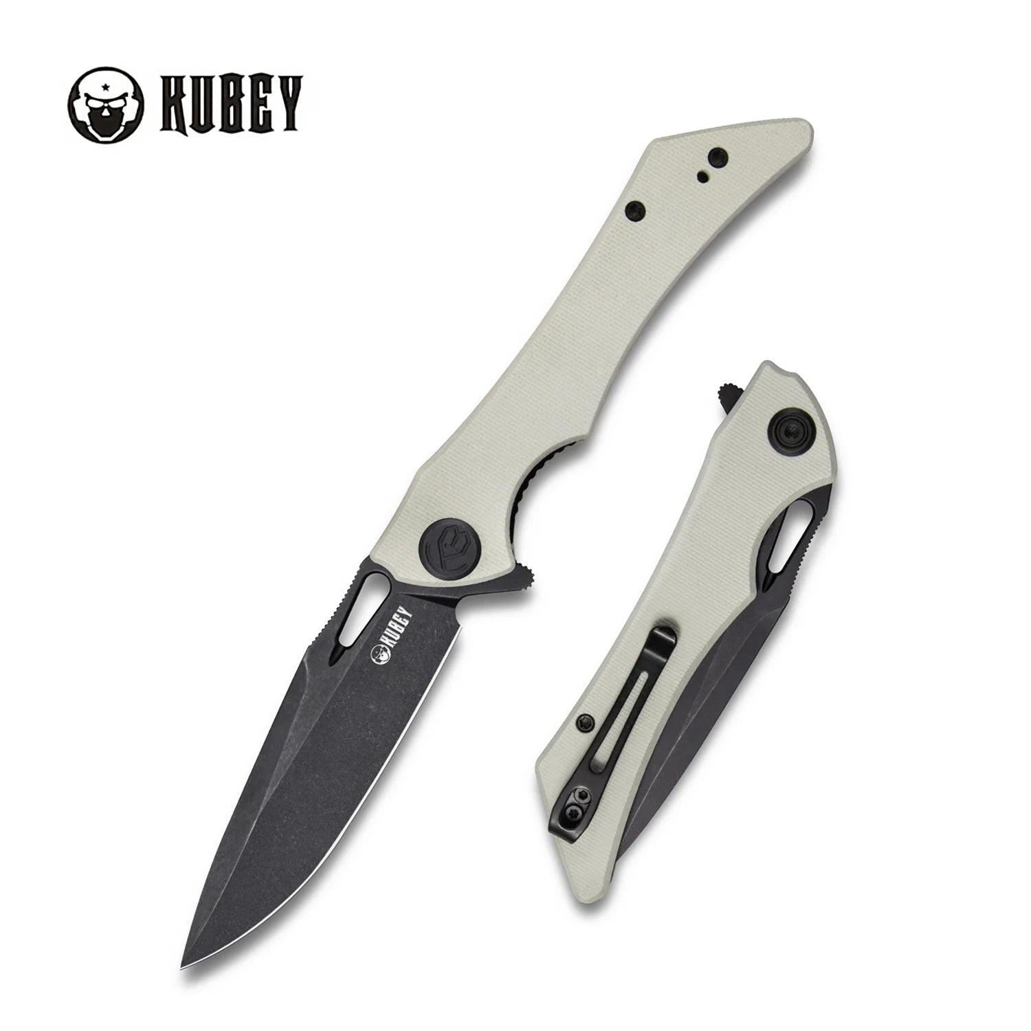 Kubey Kuwagata | Tan G10 & Sandblast D2 (Compact EDC Flipper)