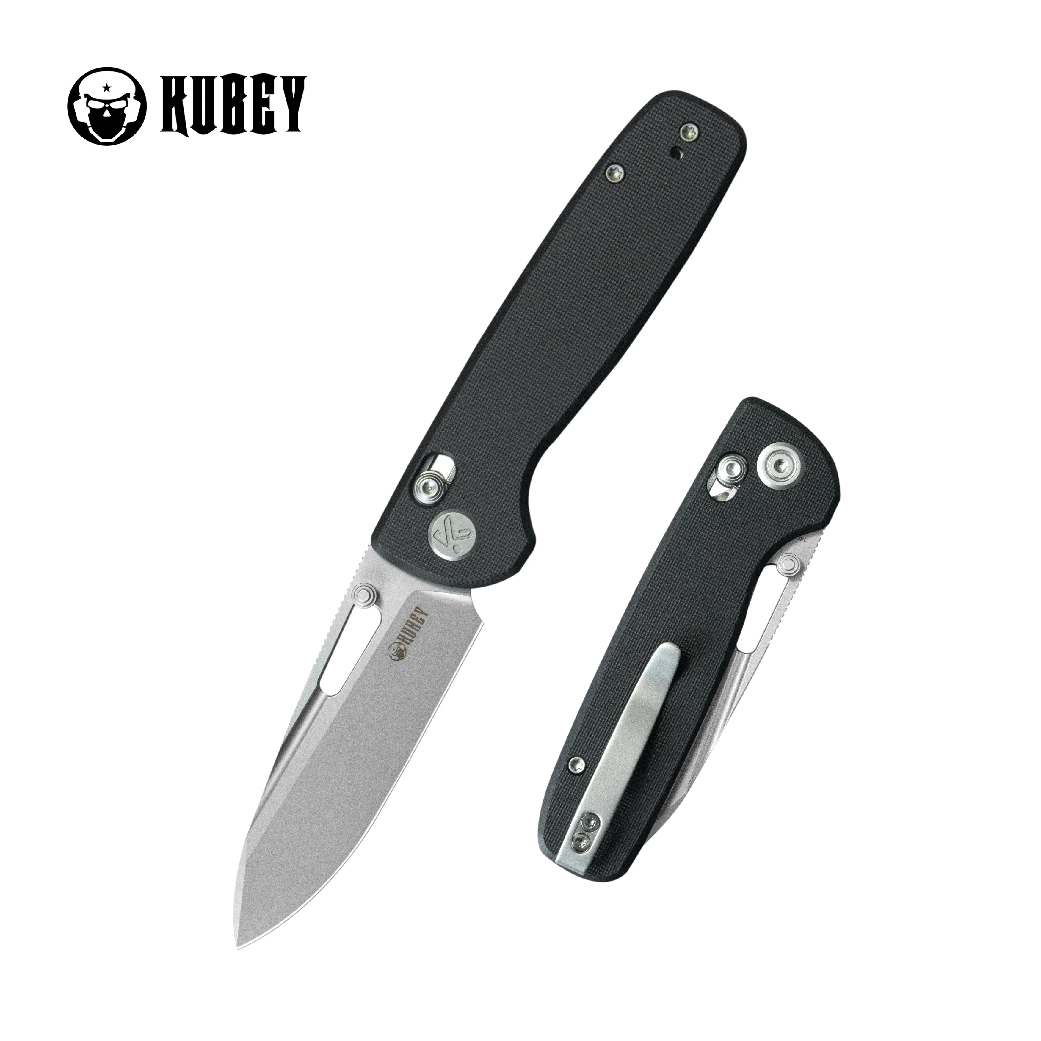 Kubey Bluff | Black G10 & Sandblast 14C28N (Crossbar Lock)