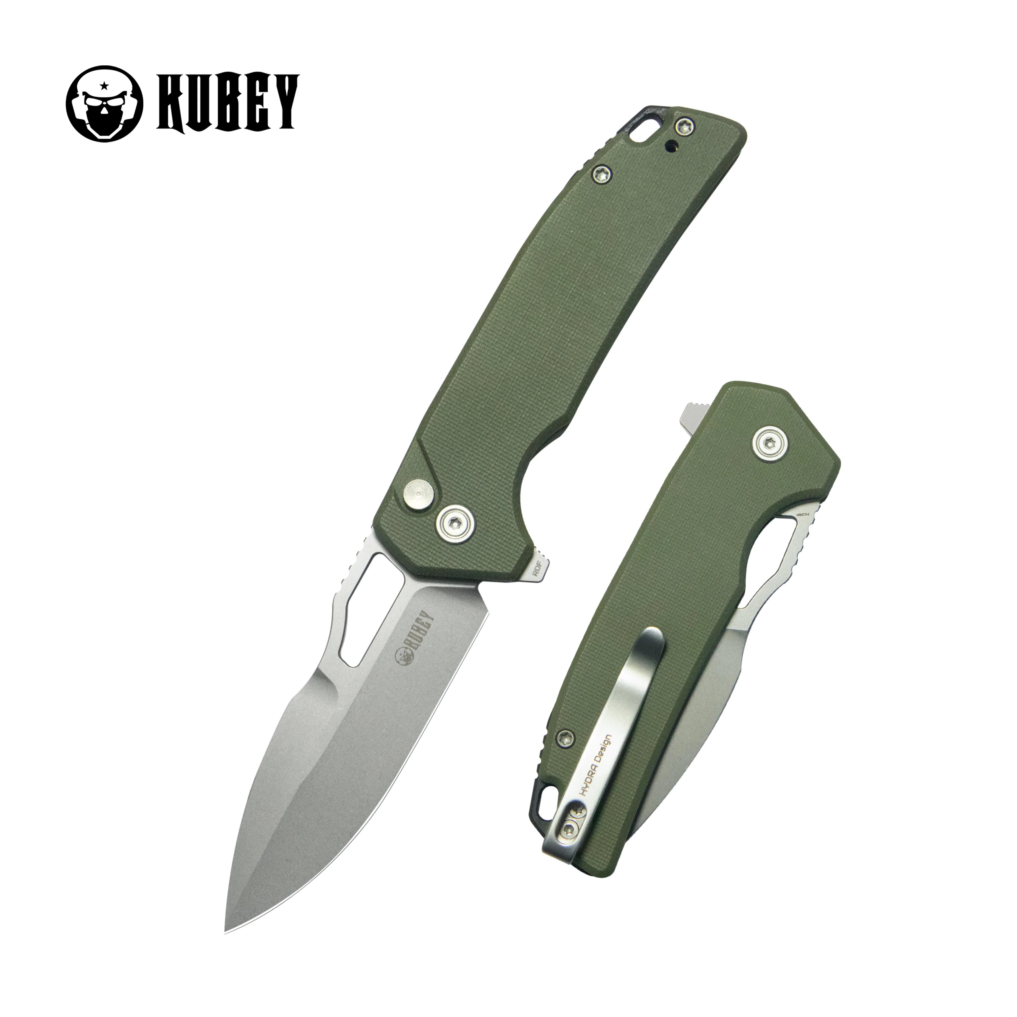 Kubey RDF | Green G10 & Beadblast 14C28N (Button Lock EDC) 1