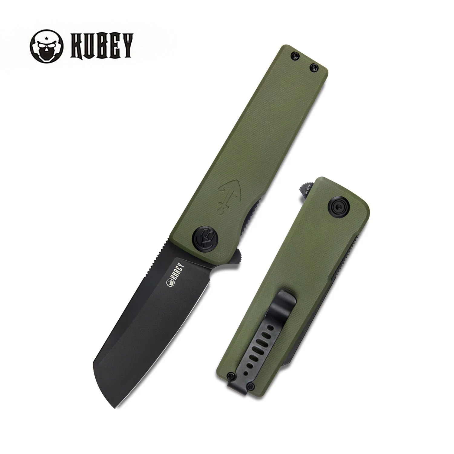 Kubey Sailor | Green G10 & Blackwashed AUS-10 (Sheepsfoot EDC)