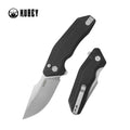 Kubey Basilisk | Black G10 & Stonewashed 14C28N (Button Lock)