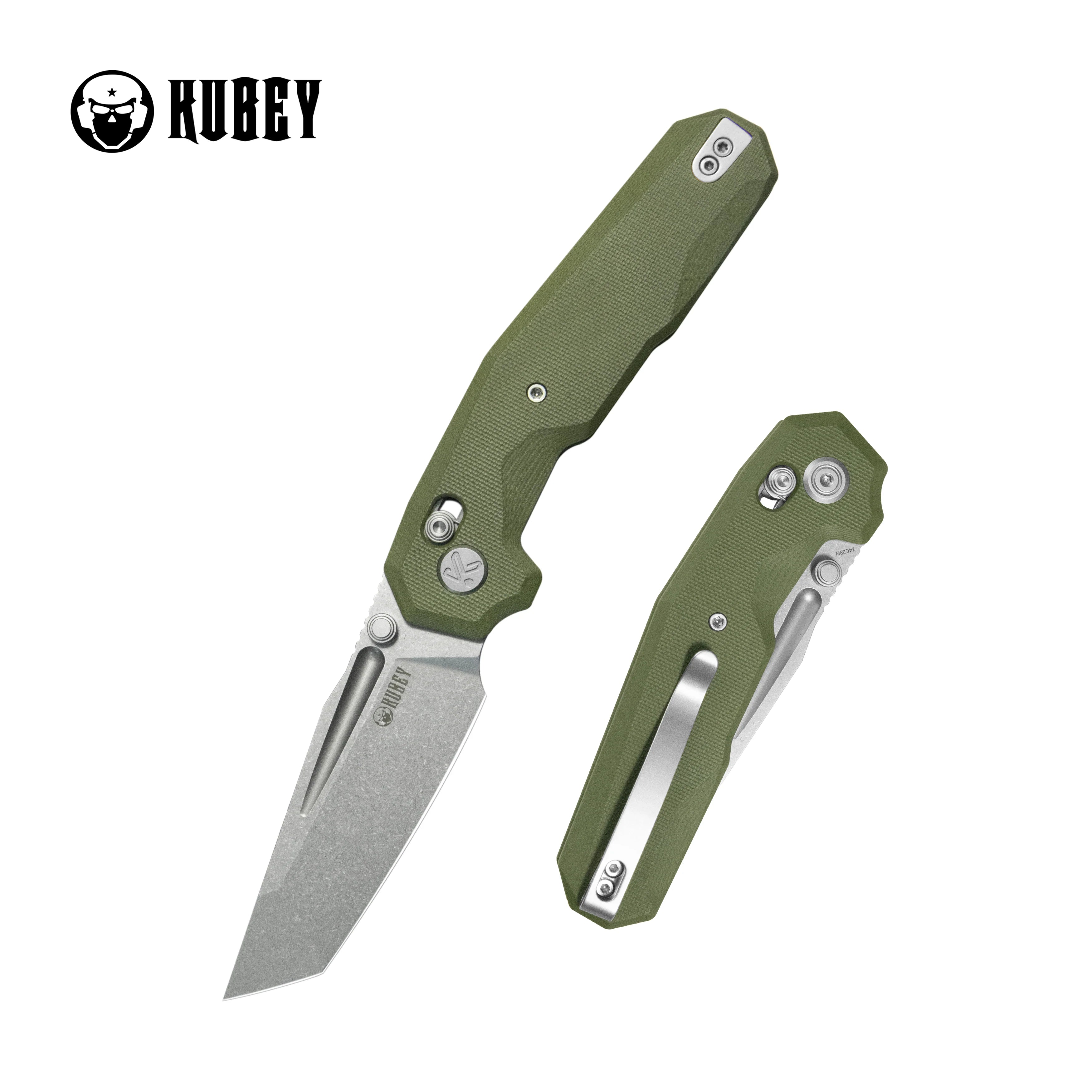Kubey Carve | Green G10 & Beadblast Tanto (Crossbar Lock)