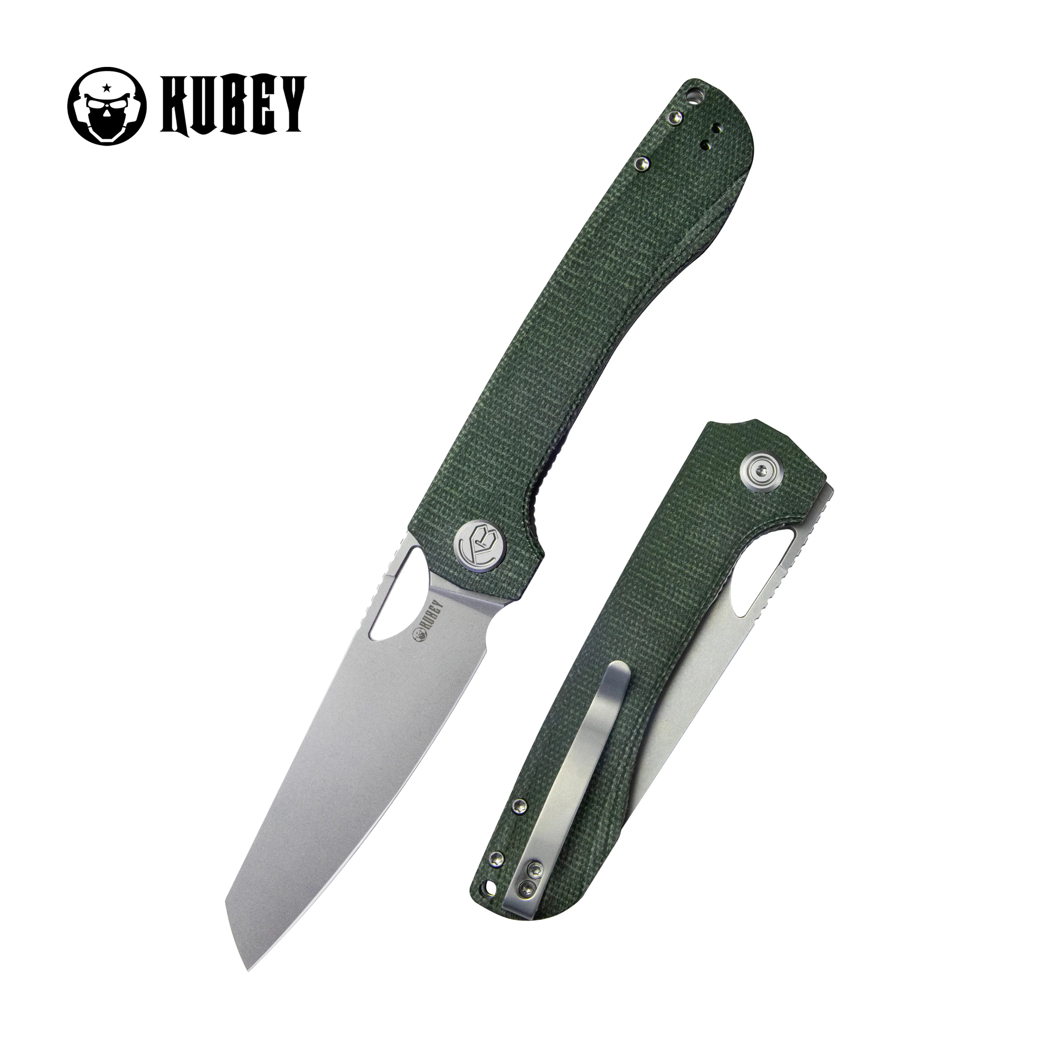 Kubey Elang | Green Micarta & Beadblast AUS-10 (Sheepsfoot EDC)