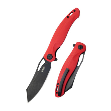 Kubey Drake | Red G10 & Blackwashed AUS-10 (Tanto Liner Lock)